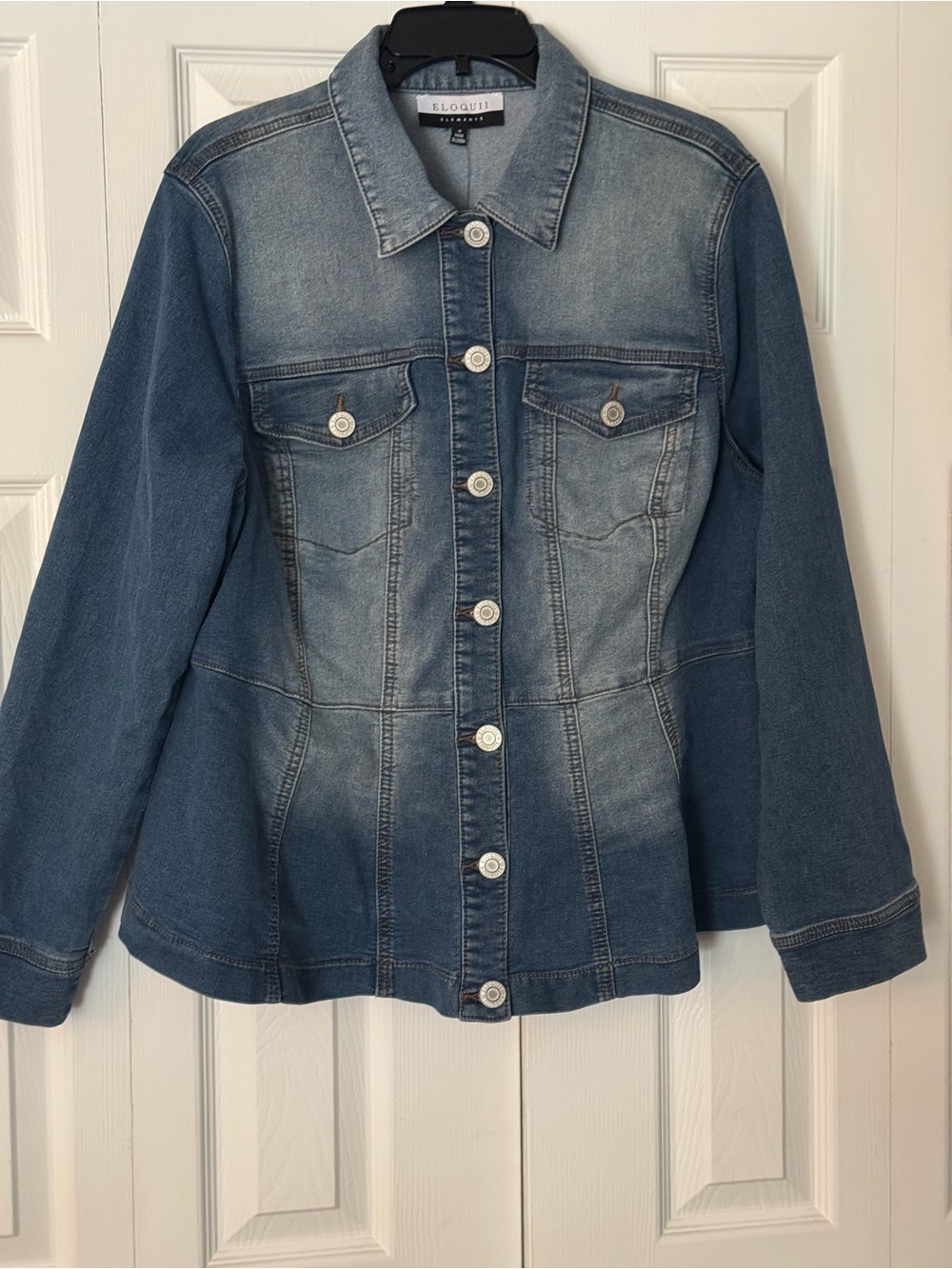 Eloquii Two-Tone Blue Denim Jacket